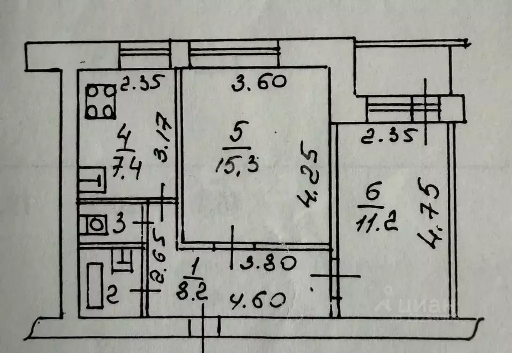 2-к кв. Липецкая область, Липецк ул. Имени Мичурина, 28А (46.1 м) - Фото 1