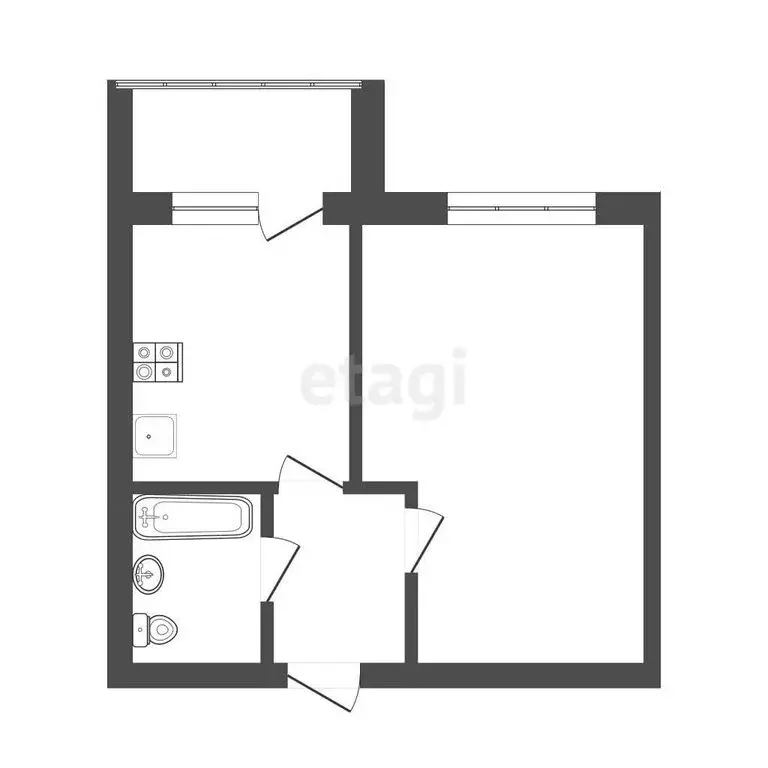 1-комнатная квартира: Томск, улица Ивана Черных, 20 (38 м) - Фото 1