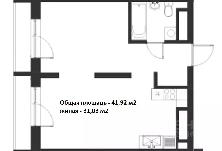 1-к кв. Татарстан, Казань ул. Сабира Ахтямова, 1к3 (41.92 м) - Фото 1