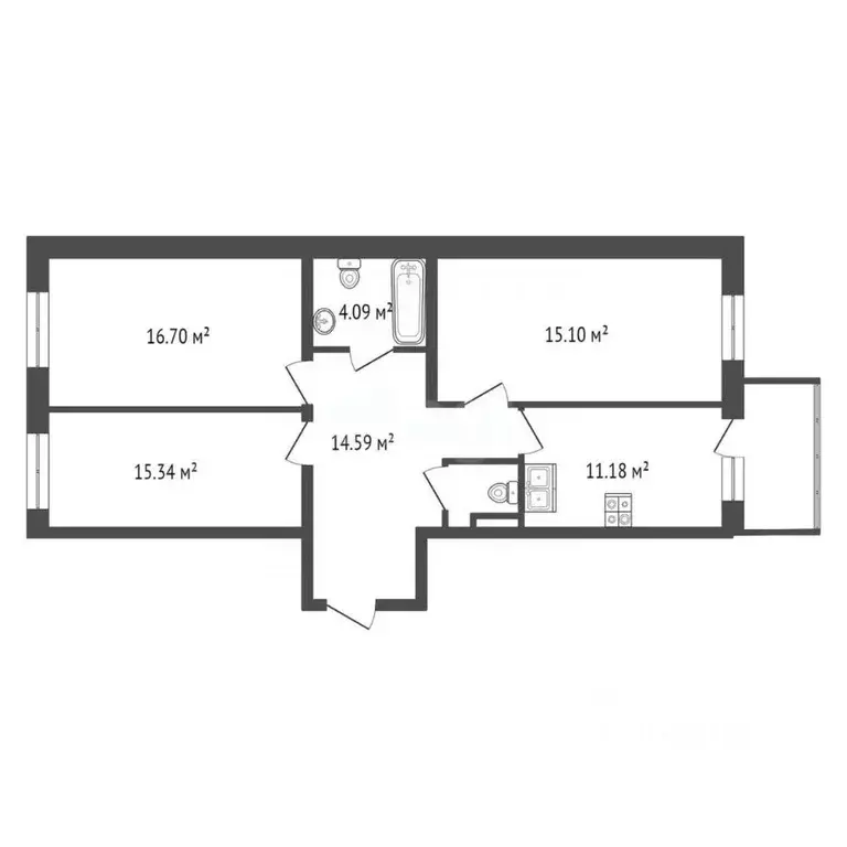 3-к кв. Ленинградская область, Кудрово г. Всеволожский район, ... - Фото 2
