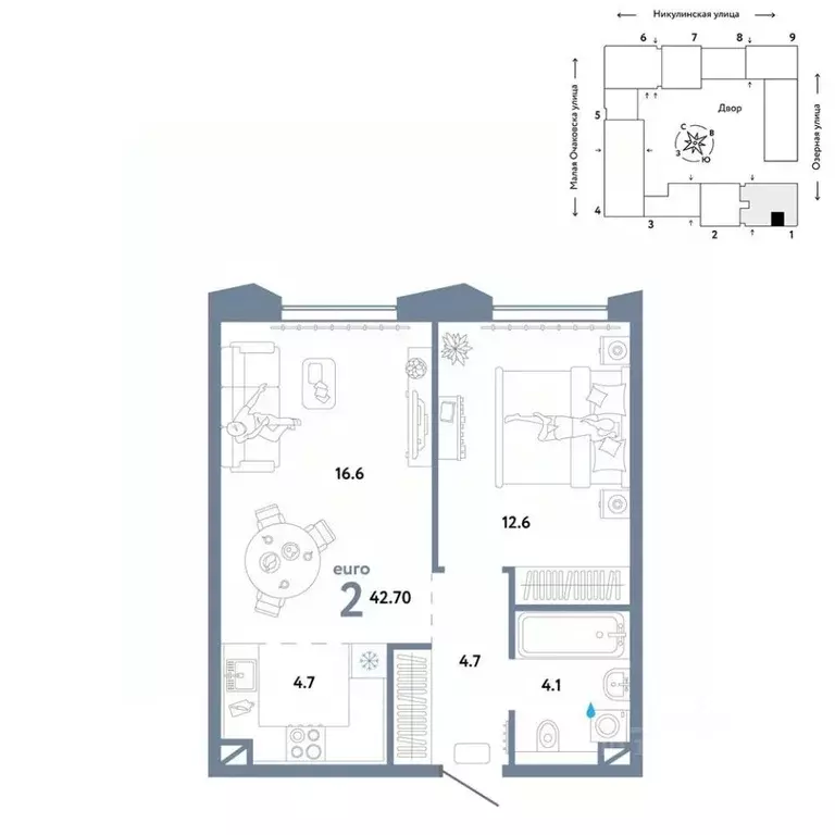 2-к кв. Москва Озерная ул., 42С7 (42.7 м) - Фото 0