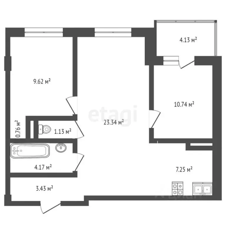 2-к кв. Ханты-Мансийский АО, Сургут ул. Ивана Захарова, 19 (62.3 м) - Фото 1