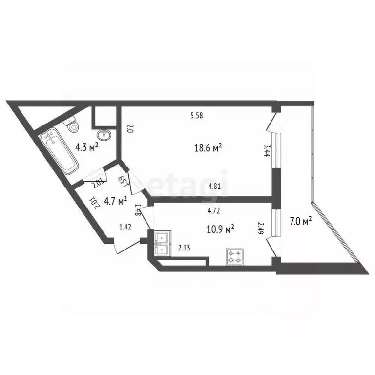 1-к кв. Санкт-Петербург ул. Оптиков, 45к2 (38.5 м) - Фото 1