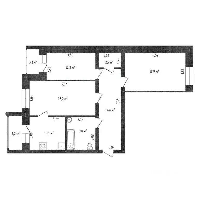 3-к кв. Башкортостан, Уфа ул. Николая Дмитриева, 21/1 (84.5 м) - Фото 2