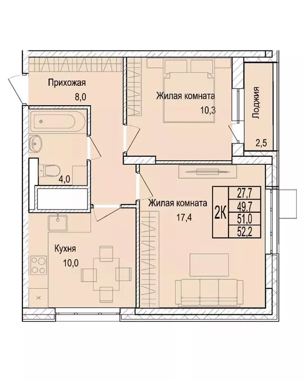 2-к кв. Московская область, Мытищи Леонидовка мкр,  (51.1 м) - Фото 0