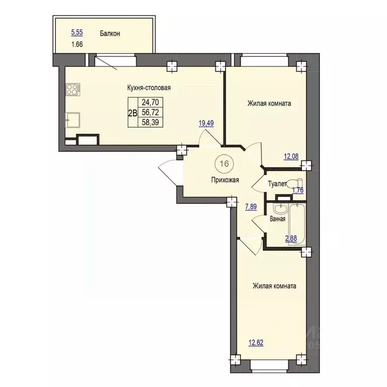 2-к кв. Псковская область, Псковский район, Завеличенская волость, д. ... - Фото 1