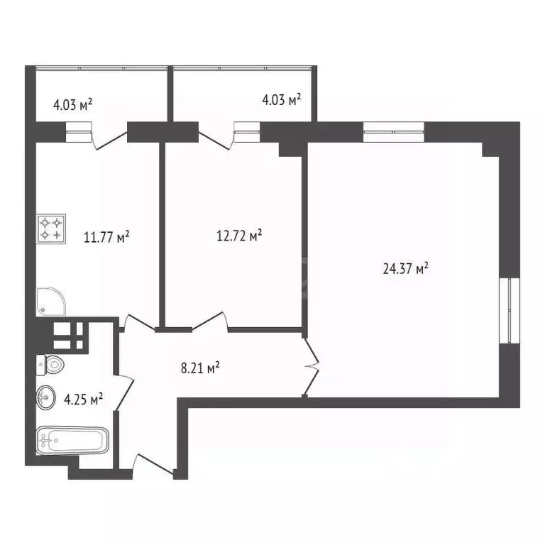 2-к кв. Красноярский край, Красноярск Судостроительная ул., 27В (62.0 ... - Фото 2