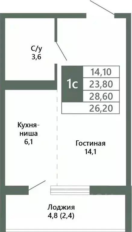 1-к кв. Кемеровская область, Кемерово 64-й мкр, Лучи жилой комплекс ... - Фото 1