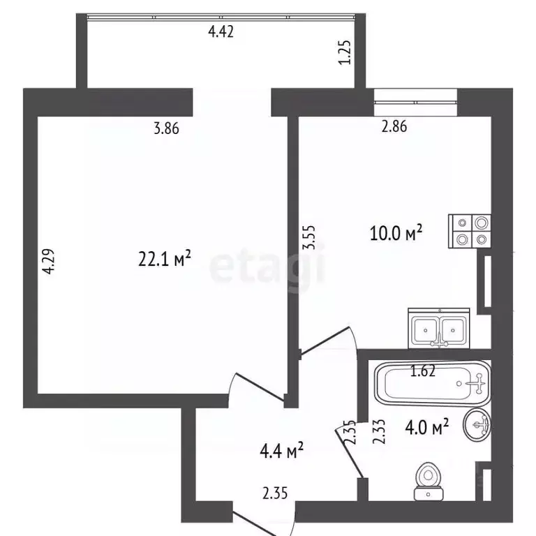 1-к кв. Крым, Евпатория ул. Чапаева, 91 (40.5 м) - Фото 2
