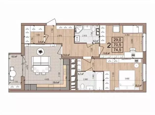 2-к кв. Рязанская область, Рязань Медицинская ул., 3 (74.5 м) - Фото 1
