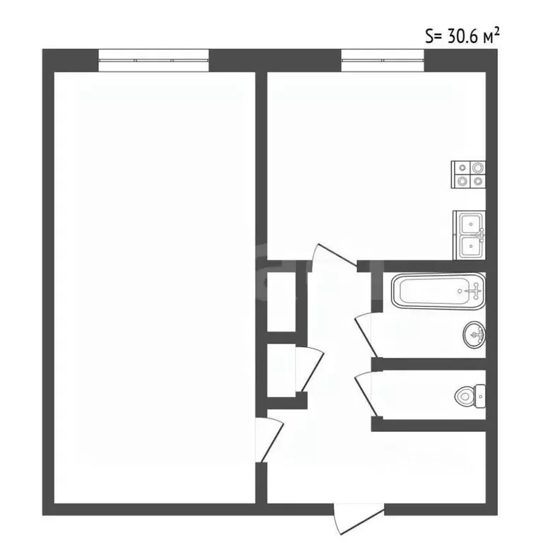 1-к кв. Санкт-Петербург ул. Партизана Германа, 33 (30.6 м) - Фото 2
