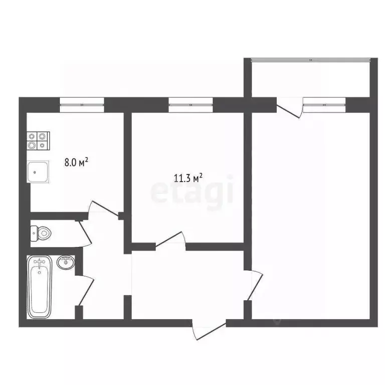 2-к кв. Ямало-Ненецкий АО, Муравленко ул. Ленина, 52 (48.0 м) - Фото 2