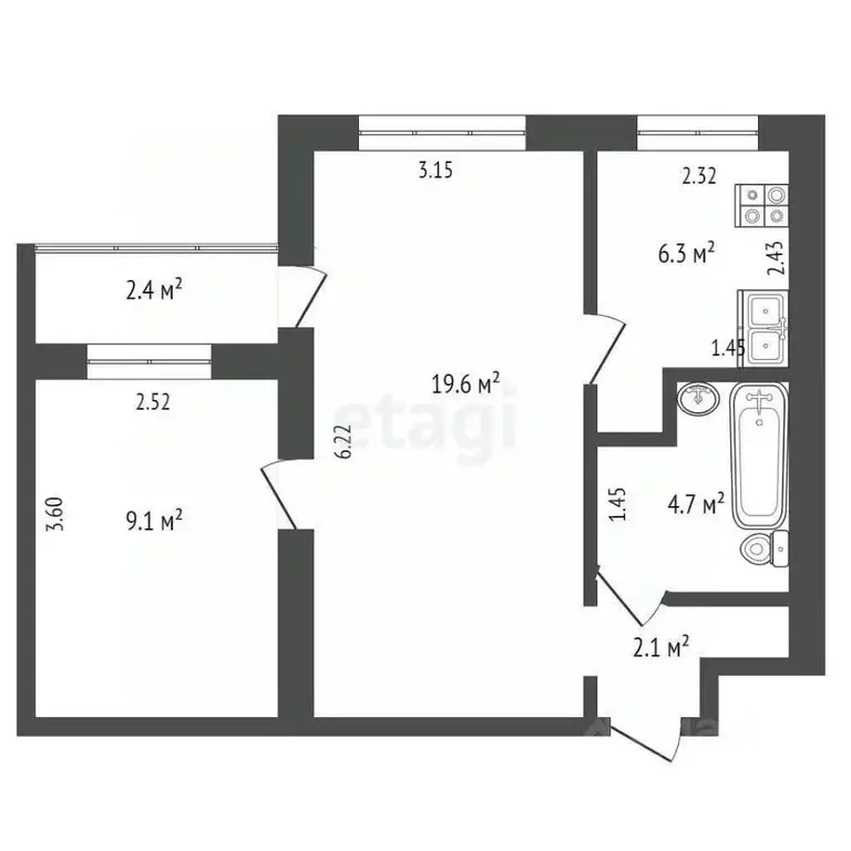 2-к кв. Ростовская область, Ростов-на-Дону Доломановский пер., 101 ... - Фото 2