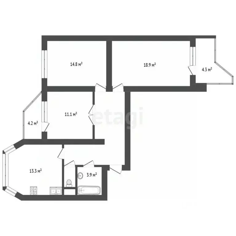 3-к кв. Московская область, Одинцово Можайское ш., 45а (76.0 м) - Фото 2