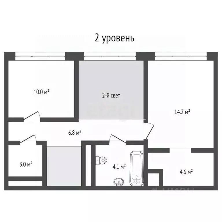 2-к кв. Тюменская область, Тюмень ул. 50 лет Октября, 57Бк2 (140.0 м) - Фото 1