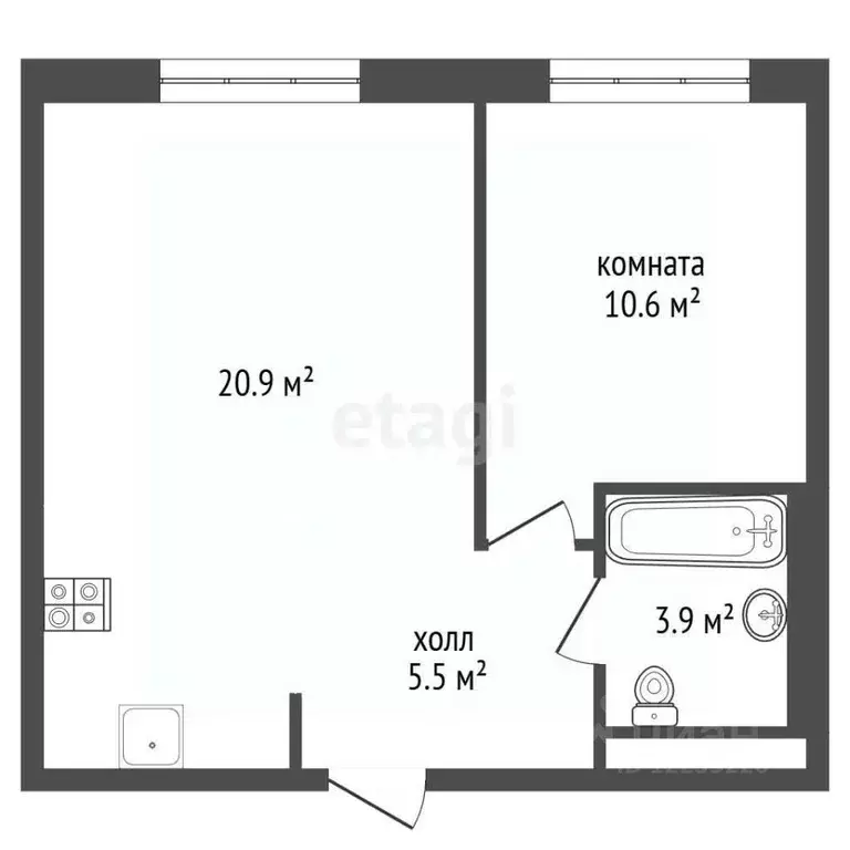1-к кв. Свердловская область, Екатеринбург ул. Хуторская, 1/2 (40.9 м) - Фото 2