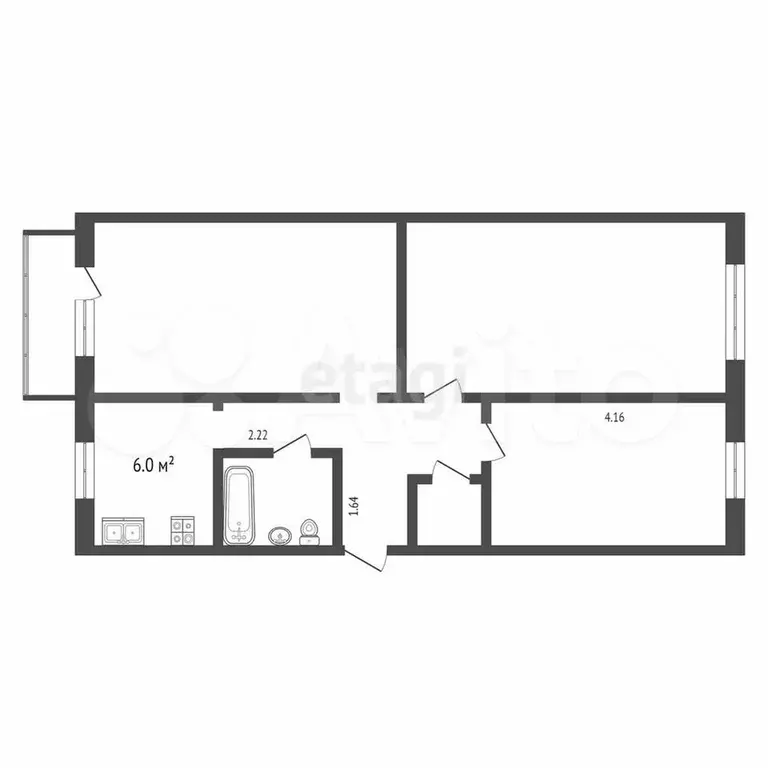 3-к. квартира, 60,8 м, 4/5 эт. - Фото 0