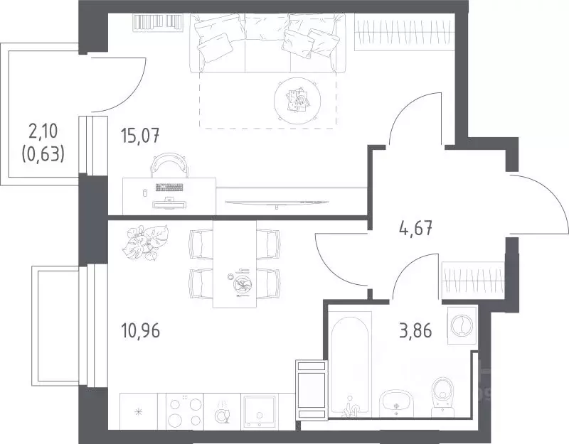 1-к кв. Московская область, Люберцы городской округ, Мирный пгт ... - Фото 1