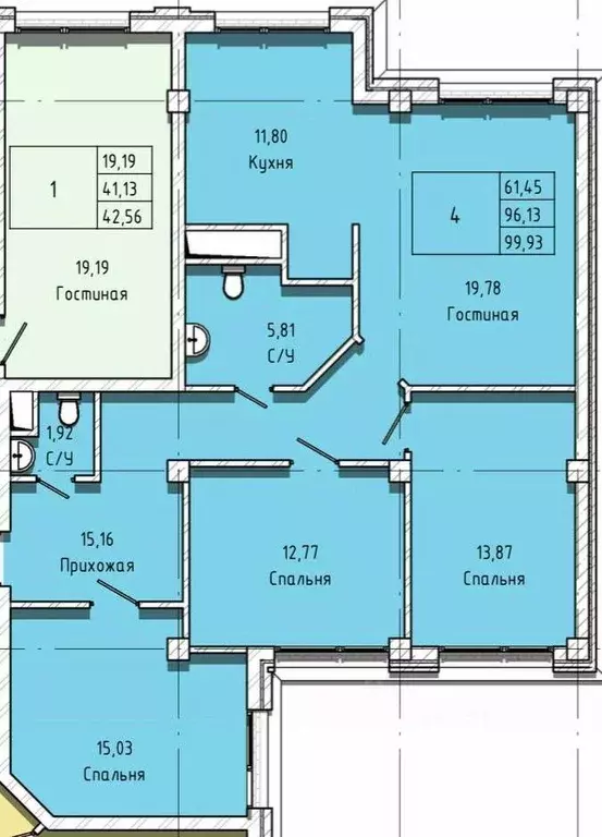 4-к кв. Кабардино-Балкария, Нальчик Московская ул., 14 (99.93 м) - Фото 1