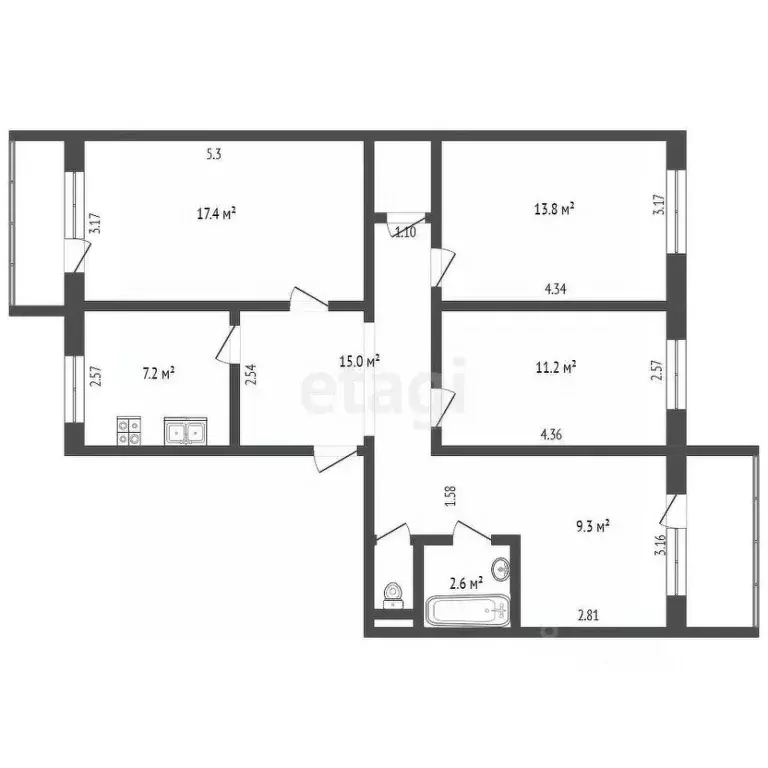 4-к кв. Ямало-Ненецкий АО, Ноябрьск ул. Изыскателей, 38 (80.2 м) - Фото 2