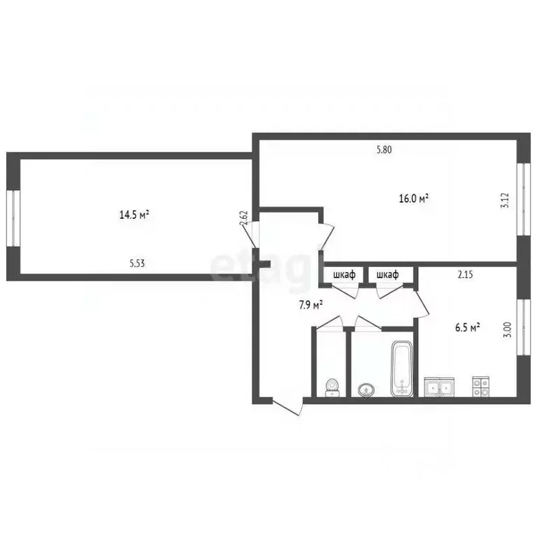 2-к кв. Калужская область, Калуга ул. Максима Горького, 7 (43.0 м) - Фото 2