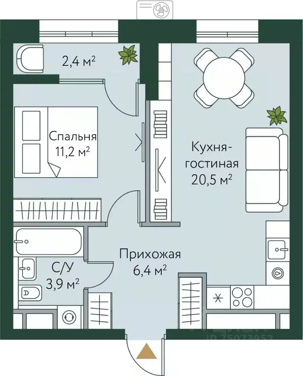 1-к кв. Волгоградская область, Волгоград Новосибирская ул., 74с1 (44.4 ... - Фото 0