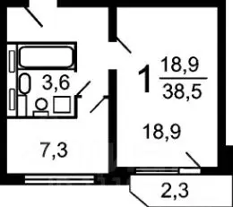 1-к кв. Москва Новомарьинская ул., 36К2 (38.5 м) - Фото 2