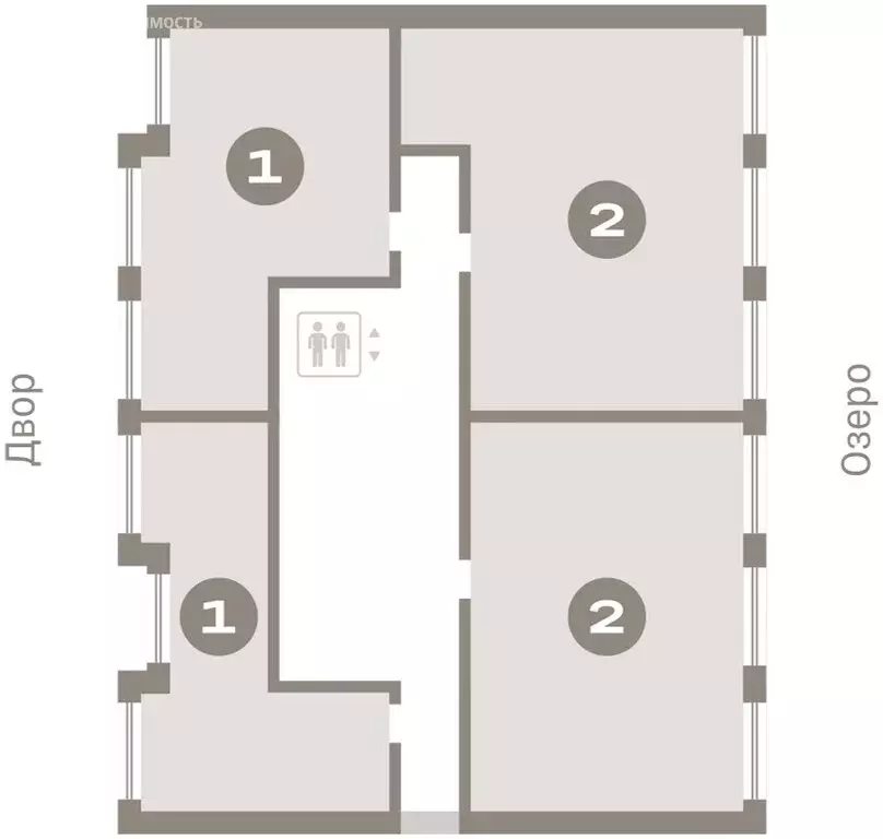 2-комнатная квартира: Тюмень, жилой комплекс Дом у Озера (62.64 м) - Фото 1