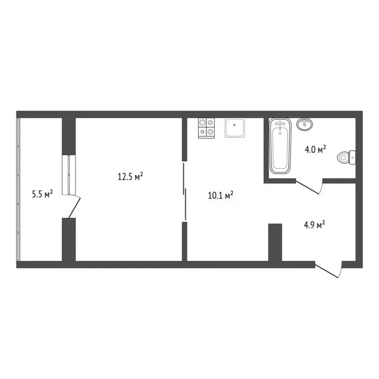 1-комнатная квартира: Тюмень, улица Республики, 204к19 (34.25 м) - Фото 1