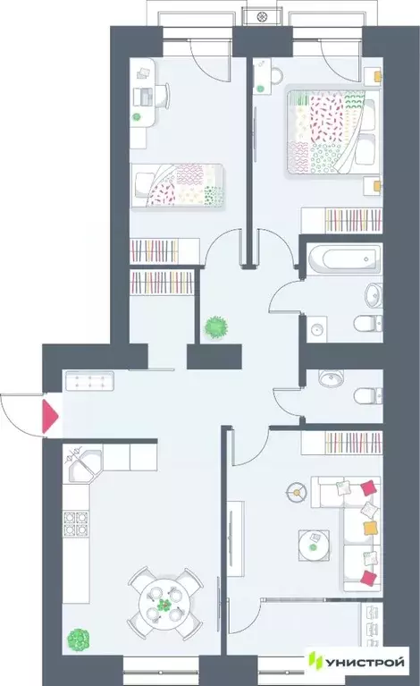 3-к кв. Татарстан, Казань ул. Азата Аббасова, 16 (77.67 м) - Фото 1