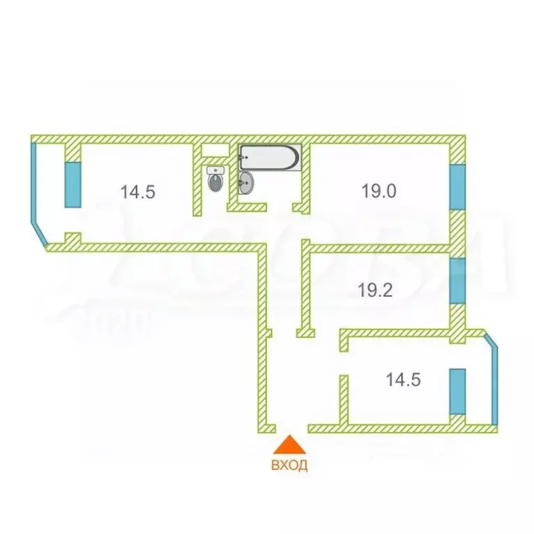 3-к кв. Тюменская область, Тюмень ул. Пермякова, 65 (75.5 м) - Фото 2