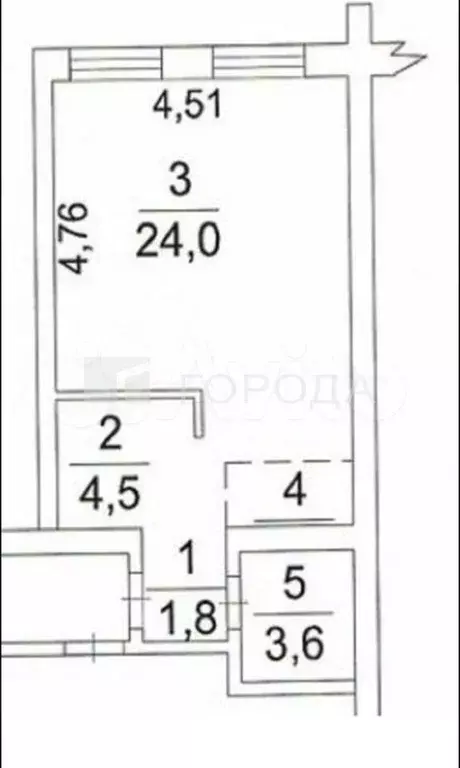 Квартира-студия, 35,9 м, 1/3 эт. - Фото 0