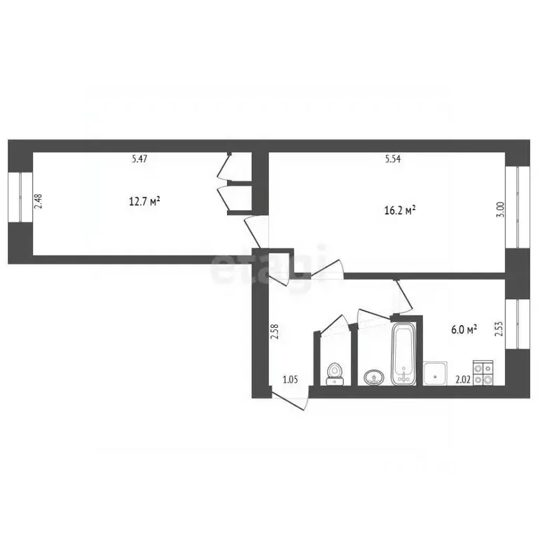 2-к кв. Тюменская область, Тюмень ул. Карла Маркса, 110 (43.3 м) - Фото 2