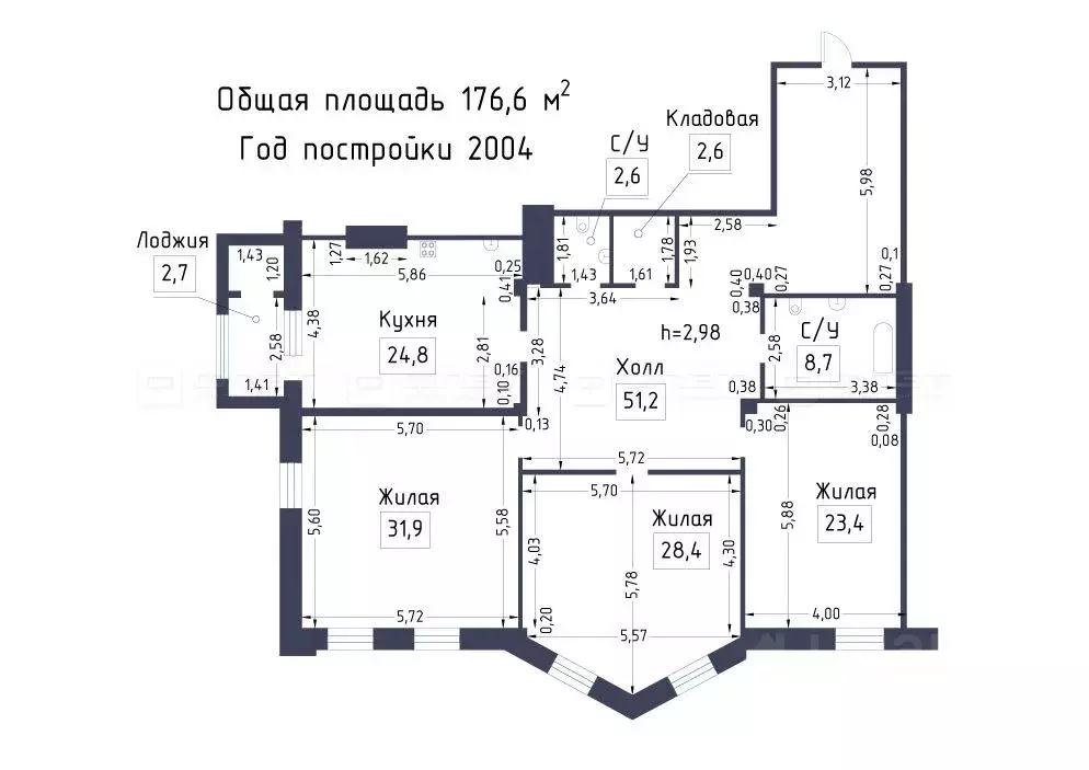 3-к кв. Татарстан, Казань ул. Дубравная, 57к3 (176.6 м) - Фото 2