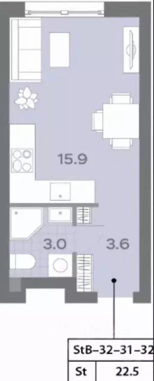 Студия Москва Ильменский проезд, 4к1 (22.0 м) - Фото 1