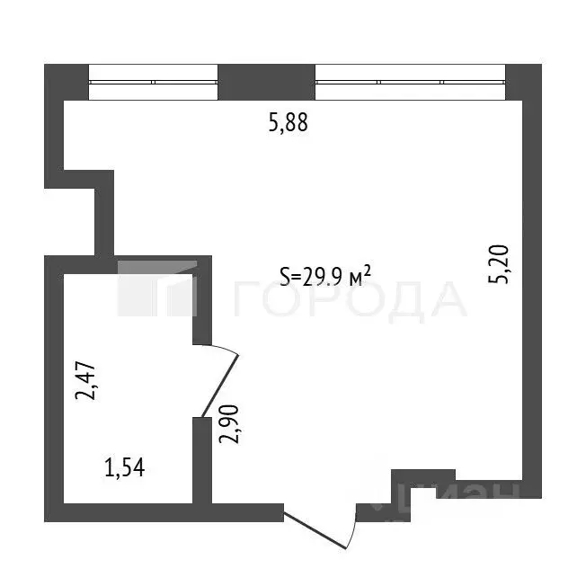 Студия Кемеровская область, Новокузнецк ул. Энтузиастов, 11 (29.9 м) - Фото 2