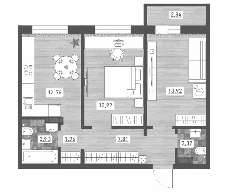 2-комнатная квартира: Новосибирск, улица Забалуева, с11 (56.62 м) - Фото 0