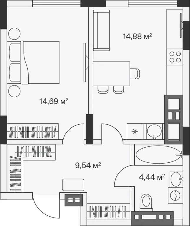 1-к кв. Калининградская область, Гурьевский муниципальный округ, пос. ... - Фото 1