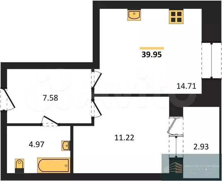 1-к. квартира, 40 м, 3/25 эт. - Фото 0