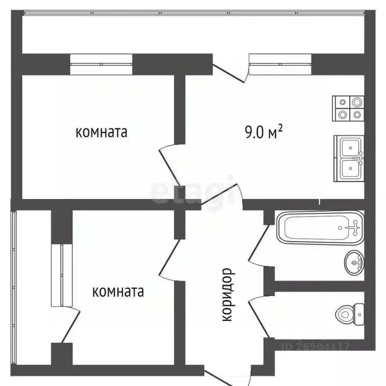 2-к кв. Севастополь ул. Степаняна, 9А (53.1 м) - Фото 1