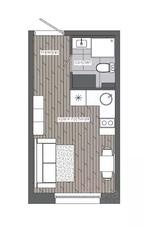 1-к кв. Ханты-Мансийский АО, Сургут 30А мкр,  (17.8 м) - Фото 0