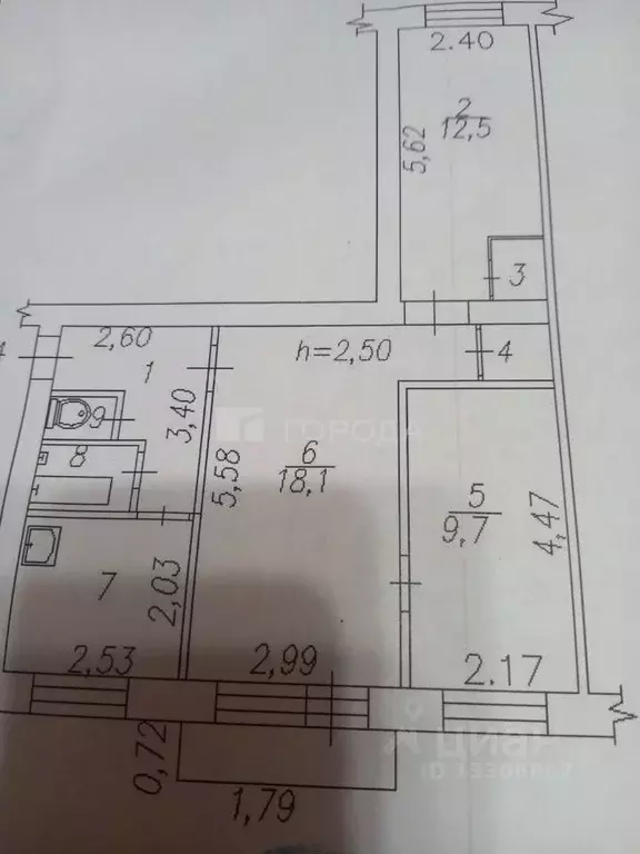 3-к кв. Кемеровская область, Новокузнецк ул. Воробьева, 14 (55.7 м) - Фото 1