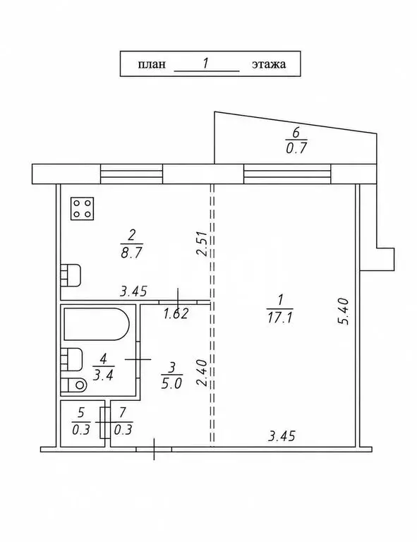 1-комнатная квартира: Казань, улица Адоратского, 51 (38 м) - Фото 1