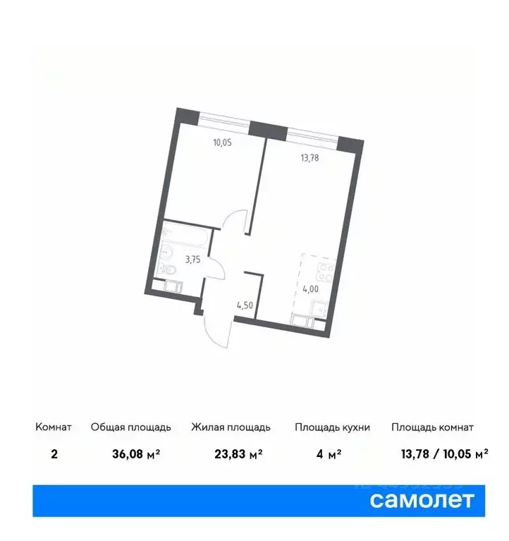 1-к кв. Москва Цветочные Поляны жилой комплекс, к9 (36.08 м) - Фото 0