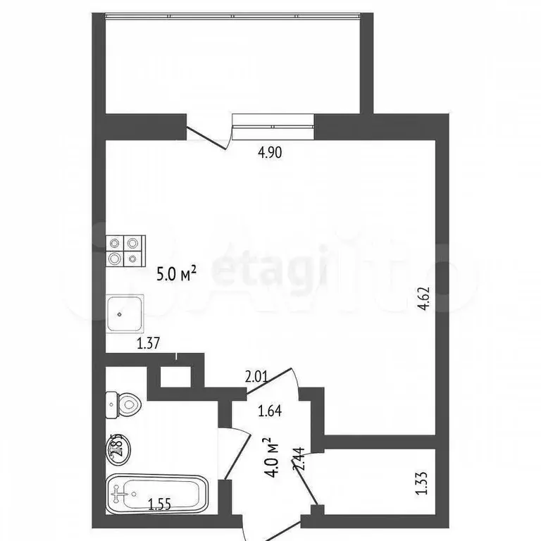 Квартира-студия, 27,8 м, 5/16 эт. - Фото 0