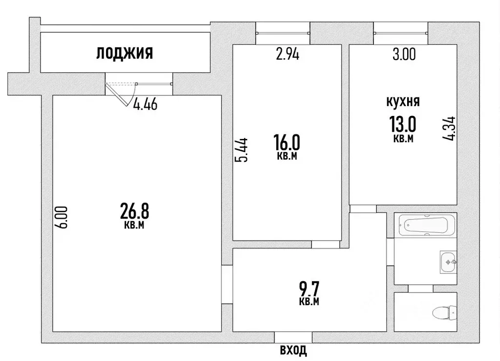 2-к кв. Томская область, Томск Лесной пер., 4 (71.0 м) - Фото 1