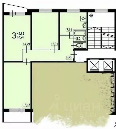 3-к кв. Москва ул. Островитянова, 35 (63.5 м) - Фото 2