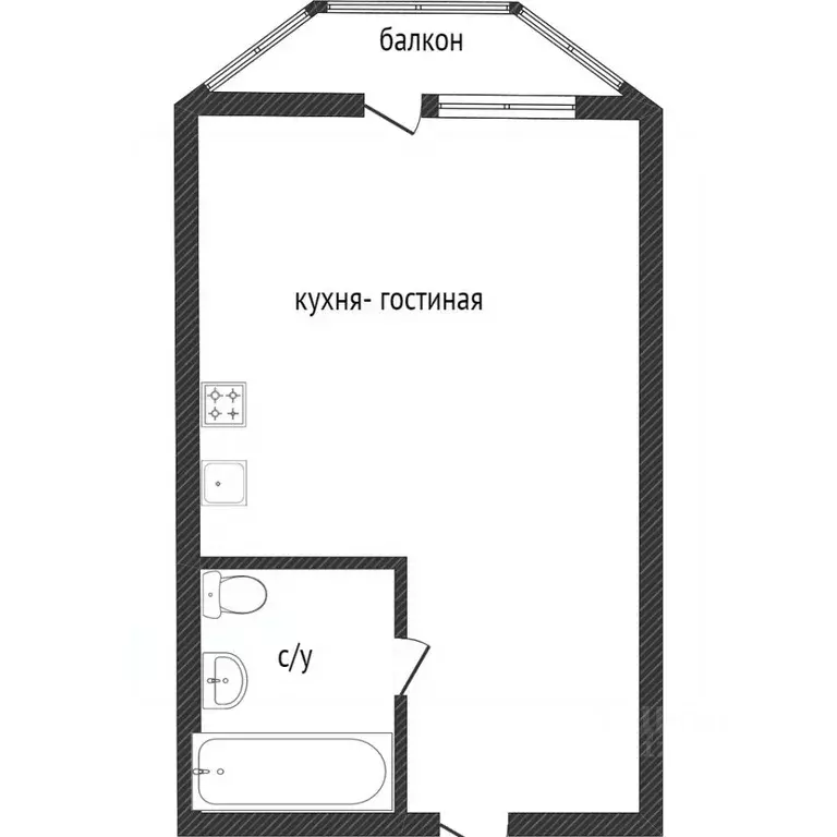 Студия Воронежская область, Воронеж Беговая ул., 223/4 (29.9 м) - Фото 1