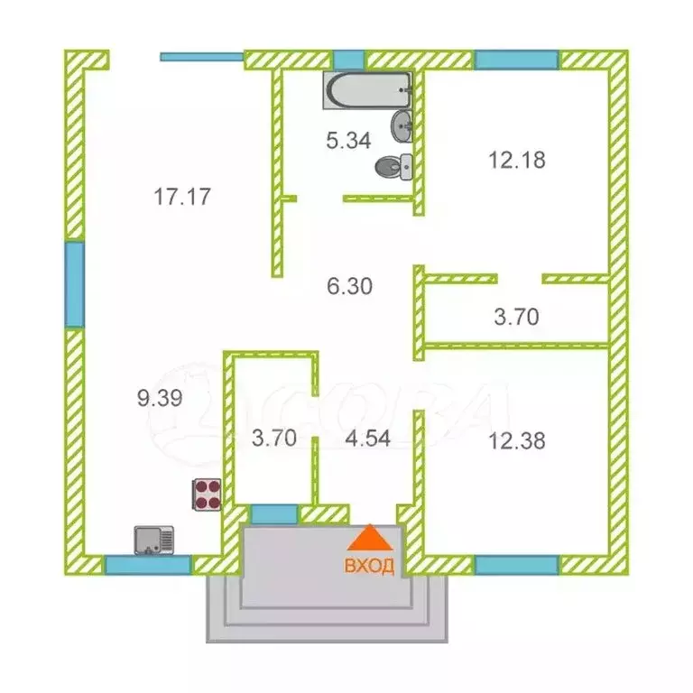 Дом в Тюменский муниципальный округ, посёлок Новотуринский (81 м) - Фото 1