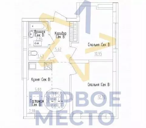 3-к кв. Башкортостан, Уфа ул. Сержанта Пашкова, 5 (46.5 м) - Фото 2
